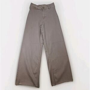OAT High Rise Wide Leg Cotton Twill Pants Oat Beige 2/26 Raw Hem
